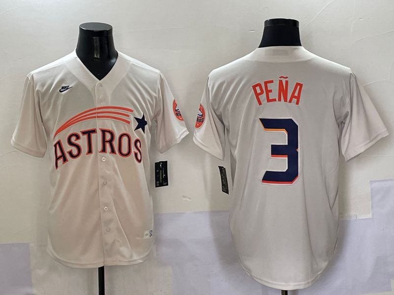 Men Houston Astros #3 Pena Cream Five generations Joint Name 2025 Nike MLB Jersey style 1->houston astros->MLB Jersey